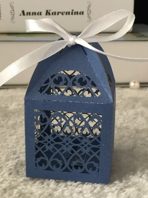 Online 300pieces Sea Blue Wedding Gift Candy Bo With Ribbon 300pieces Sea Blue Wedding Gift Candy Bo With Ribbon Laser Cut Favour For Party Favor