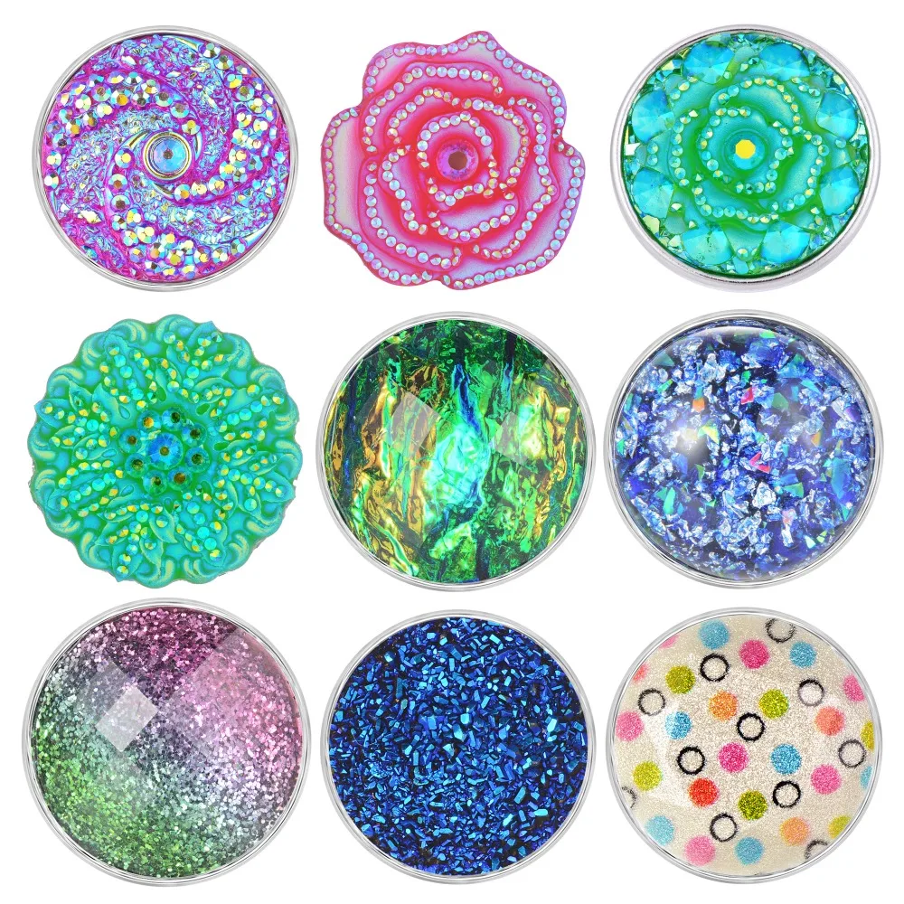 

50pcs Mix Pack Newest Styles Resin Series GingerSnaps 18mm Snap button Charms Snap Jewelry Vn-1990*50