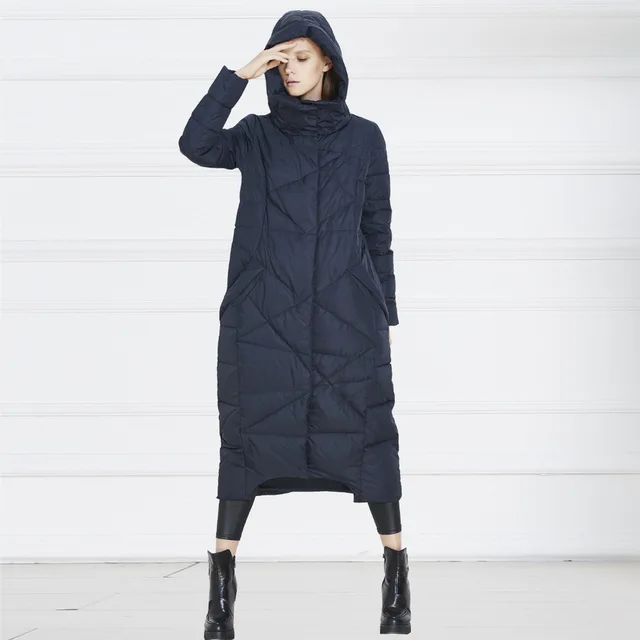 Best price at $128 Cheap Long Solid Stand Coat Hooded Zipper Winter Jacket Button Pockets Thick Women Parkas Snow Warm Female Clothing Plus Size 2016 New