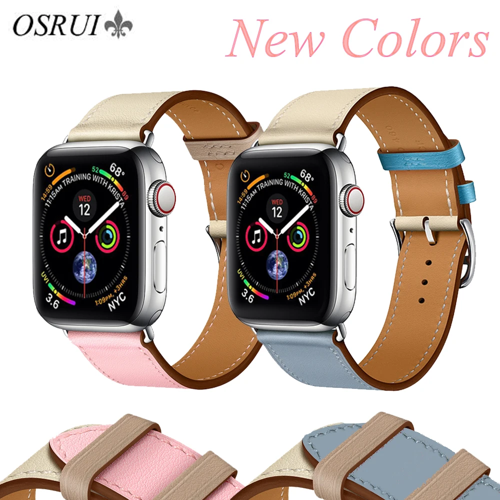 

Leather Single Tour strap for apple watch band Hermes 42mm 44mm 40mm 38mm bracelet belt iwatch correa series 4 3 2 1 Accessories