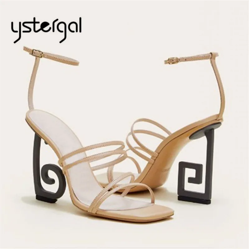 Ystergal/Новинка года; дизайнерские женские босоножки; свадебные модельные туфли на необычном каблуке; женские туфли-лодочки на высоком каблуке; Летние сандалии-гладиаторы