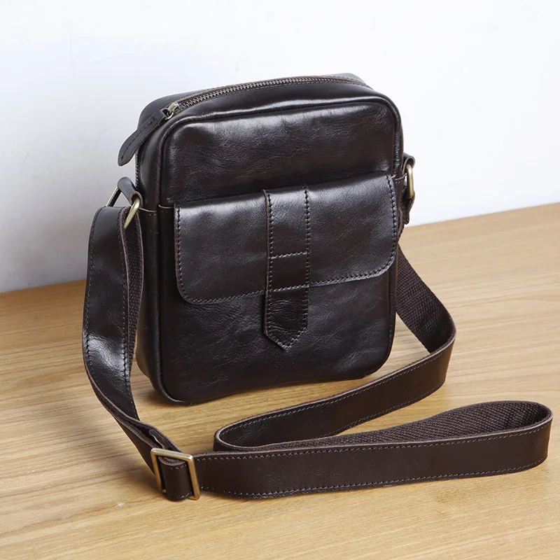 LANSPACE men s leather shoulder bag brand cow leather small bag fashion messenger bag