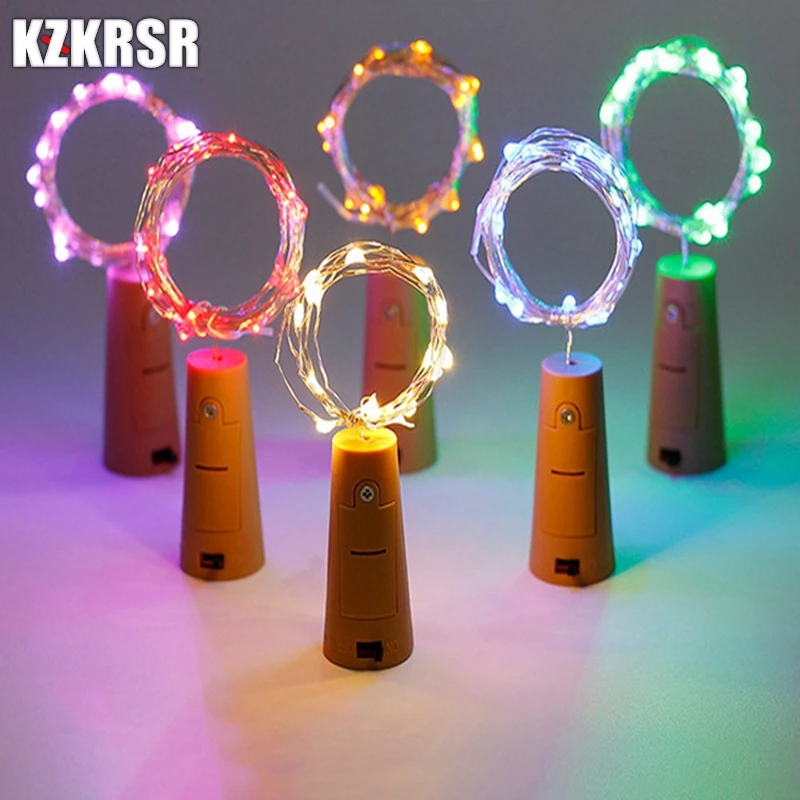 KZKRSR 6 шт. 2 м 20 светодиодный в форме пробки стеклянная бутылка вина пробка светодиодная гирлянда на батарейке огни для бара Рождественские