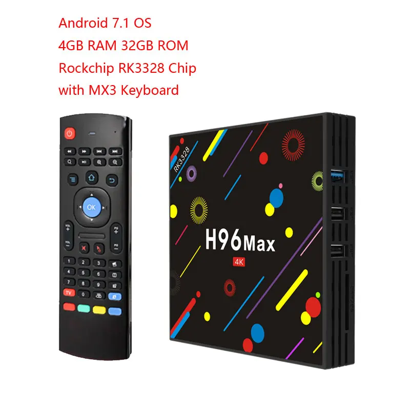 H96 MAX H2 ТВ коробка Android 7,1, 4 Гб оперативной памяти, 32 Гб встроенной памяти, RK3328 4 ядра Декодер каналов кабельного телевидения 2,4G/5G Wi-Fi USB 3,0 BT 4 K HDR VP9 IP ТВ смарт-медиа-плеер - Цвет: 4GB 32GB TV BOX MX3