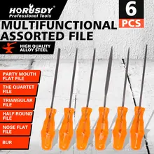 HORUSDY 6pcs Assorted File Set Metal Filing Rasp Needle File Wood Tools Hand Woodworking Metal Grinding Mini Hand Tool Set