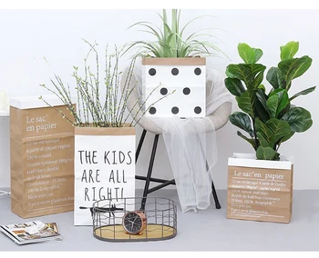 

1pc New creative home sundries dried flowers decorative photo ornaments Nordic wind English Kraft paper storage bag paper bag