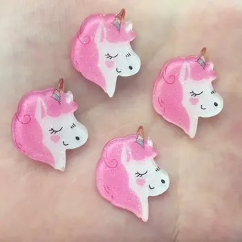 

New 10pcs Resin Cute Colorful Glitter Unicorn Flat Back Rhinestone Appliques DIY Wedding Ornaments Scrapbook Craft F622
