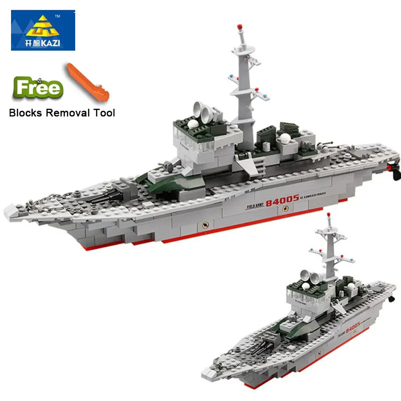 

KAZI 84005 Military Ship Model Building Blocks Kids Toys Imitation Gun Weapon Equipment Designer educational Toys For Children