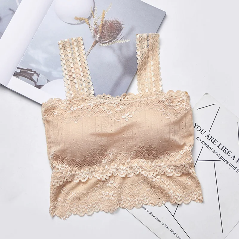 Sexy Women's Lace Bra Sexy One-Piece Casual Lace Embroidered Tube Female Top Corset Ladies Top