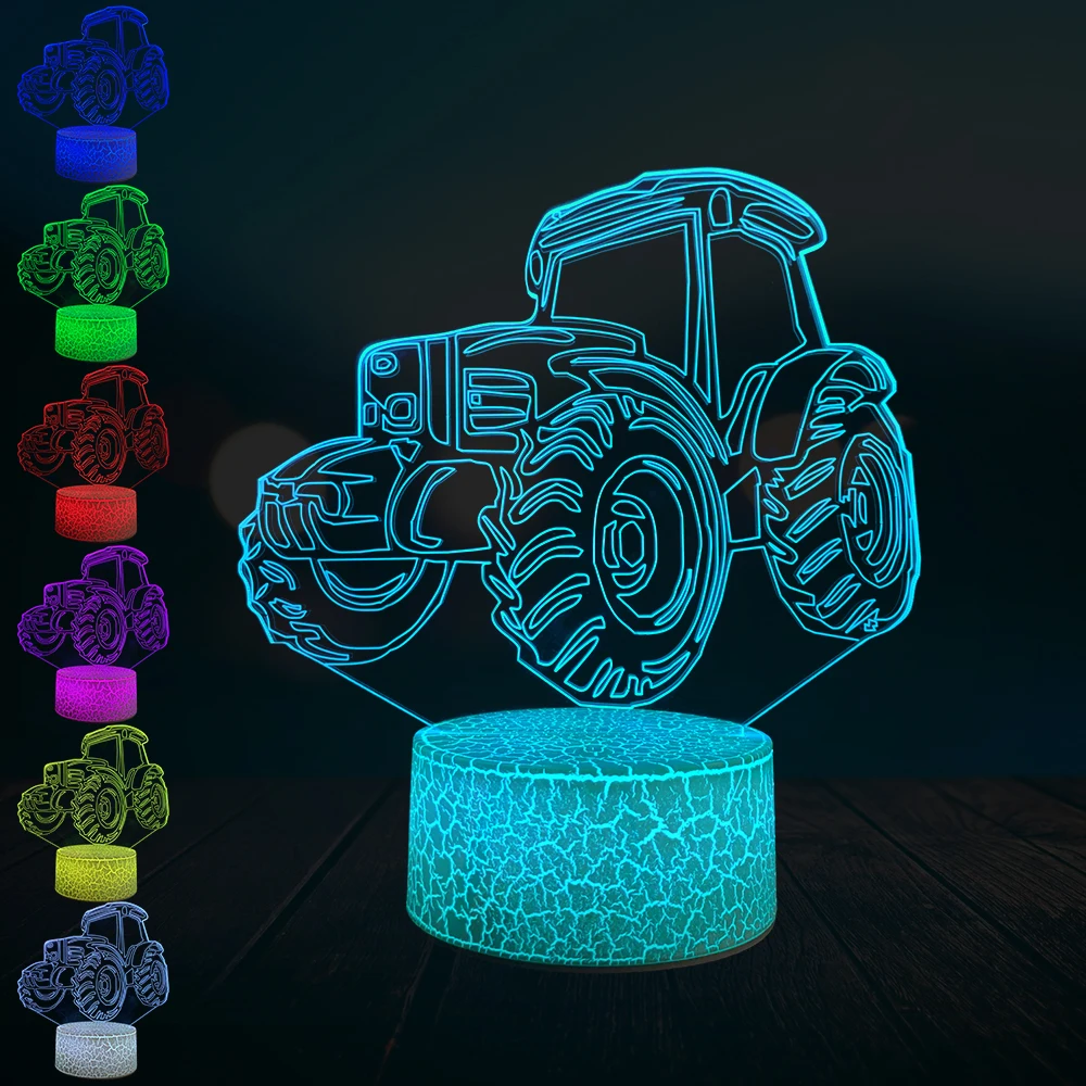 Creative Tractor SUV ATV 3D Lamp LED USB Mood Night Light Multicolor Touch or Remote Luminaria Change Table Boy Toy Xmas Gift