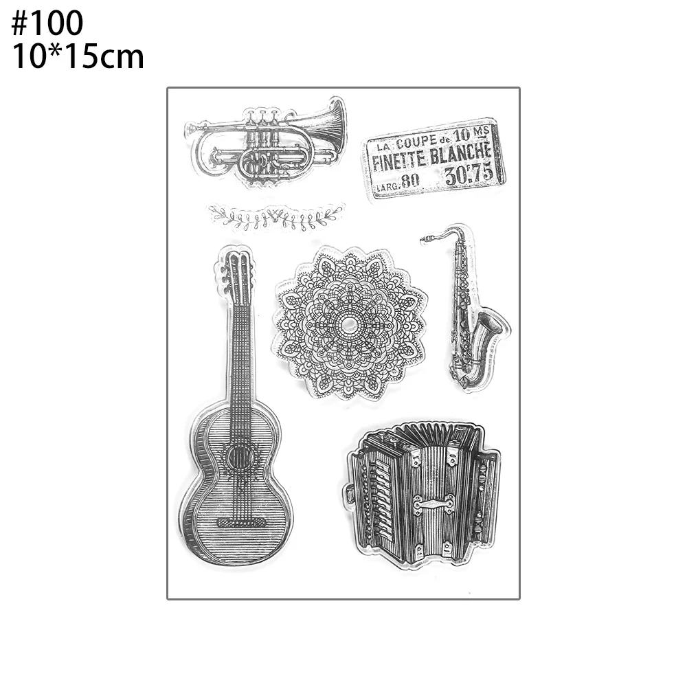 Гитара музыкальный инструмент прозрачный чистый силикон штамп/печать для DIY Скрапбукинг/фотоальбом/Карты Декоративный прозрачный штампы