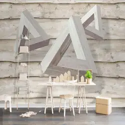 3D абстрактный треугольник строительство Обои фреска фото настенные фрески домашний Декор стены Искусство Наклейки на заказ обои рулон