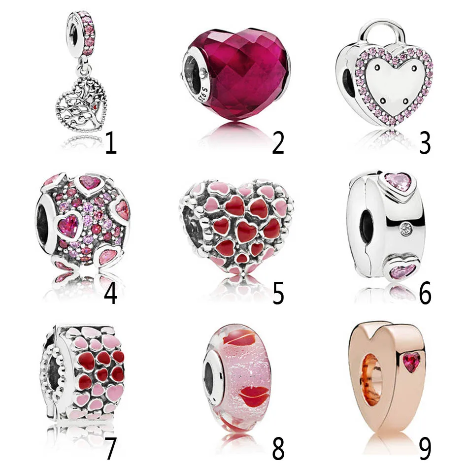 

Authentic Sterling Silver S925 Beads Charms Pendant Clip Spacer Fit Pandora Bracelets & Bangles For Lovers Valentine DIY Jewelry