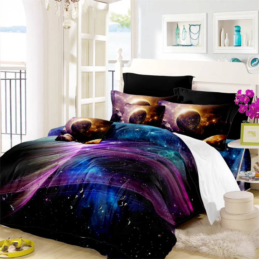3d Galaxy Bedding Set Colorful Planet Print Duvet Cover Set Outer