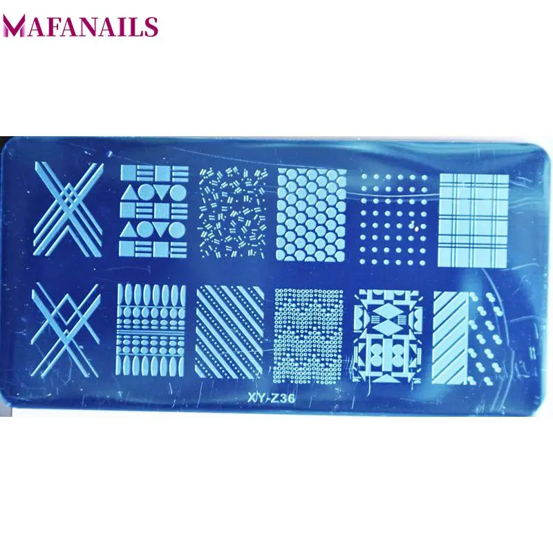

6*12CM Rectangle Geometric Pattern Nail Art Stamping Plate Grid/Dot Stamping Nail Image Template Manicure Nail Stamps Plate 1Pcs