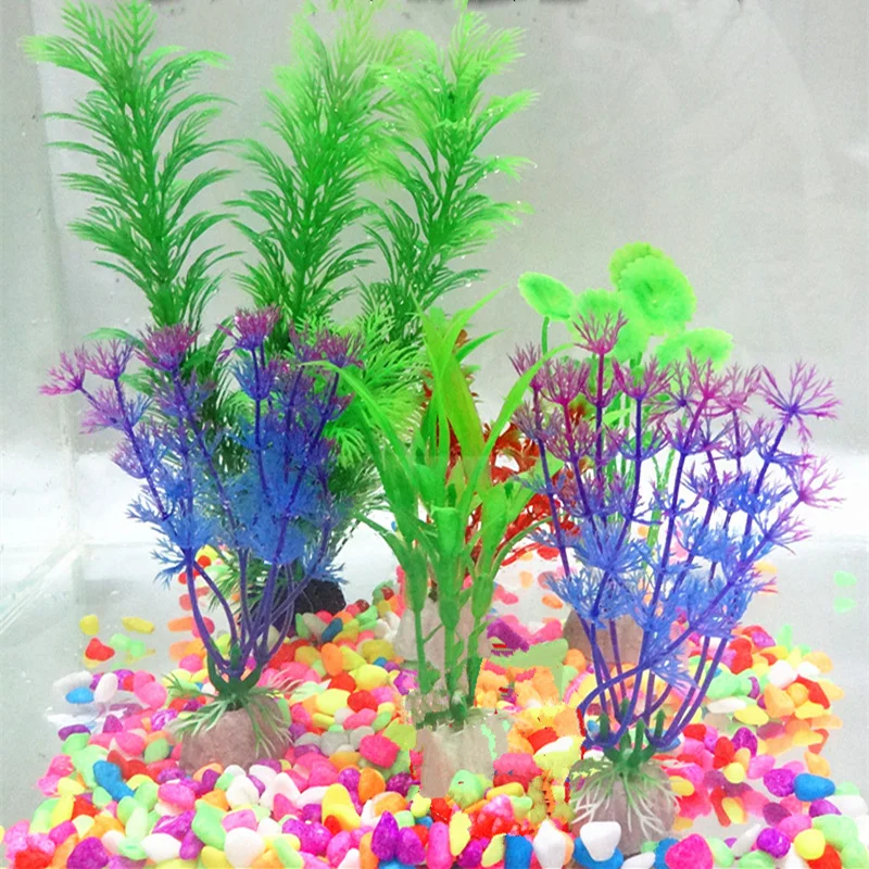 Большая скидка! 500 г аквариумный камень+ 5 шт пластиковые аквариумные искусственные растения аквариум трава цветочный орнамент Декор Пейзаж