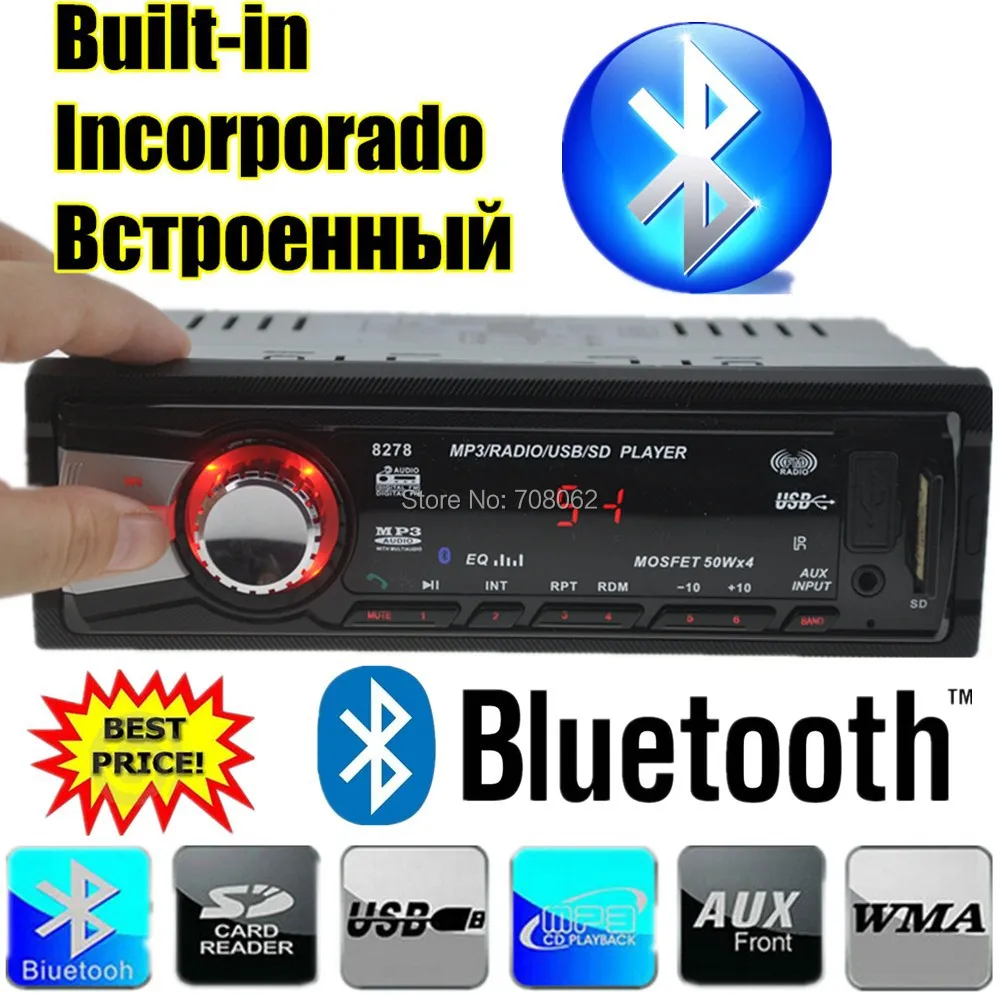 12V автомобиль радио bluetooth автомобиля Радио стерео проигрыватель Bluetooth телефона AUX-IN MP3 FM/USB/1 Din/Дистанционное Управление для iPhone/samsung