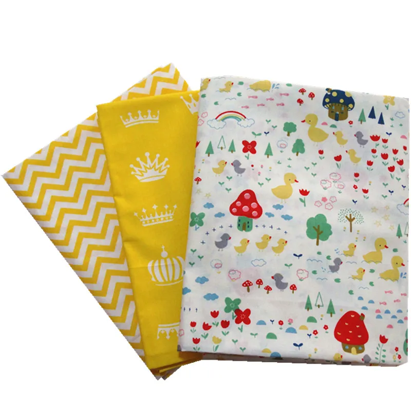 

New Arrival Yellow Series Kids Cotton Quilting Fabric by half meter for DIY Sewing Bed Sheet Dress making cotton fabric