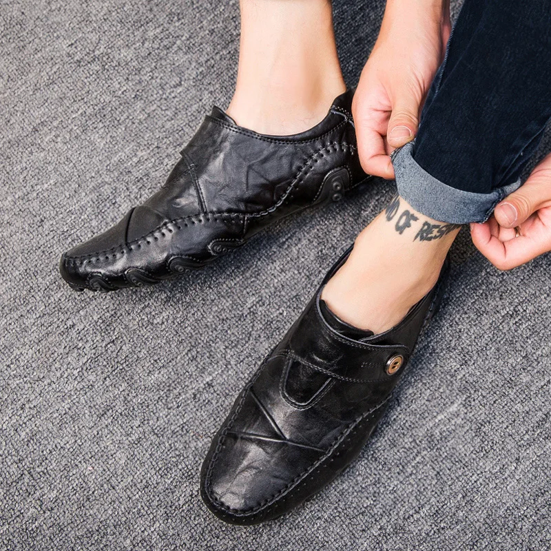 

New Roman Shoes Summer/autumn Style Soft Moccasins Men Loafers High Quality Genuine Leather Shoes Men Flats Walking Shoes