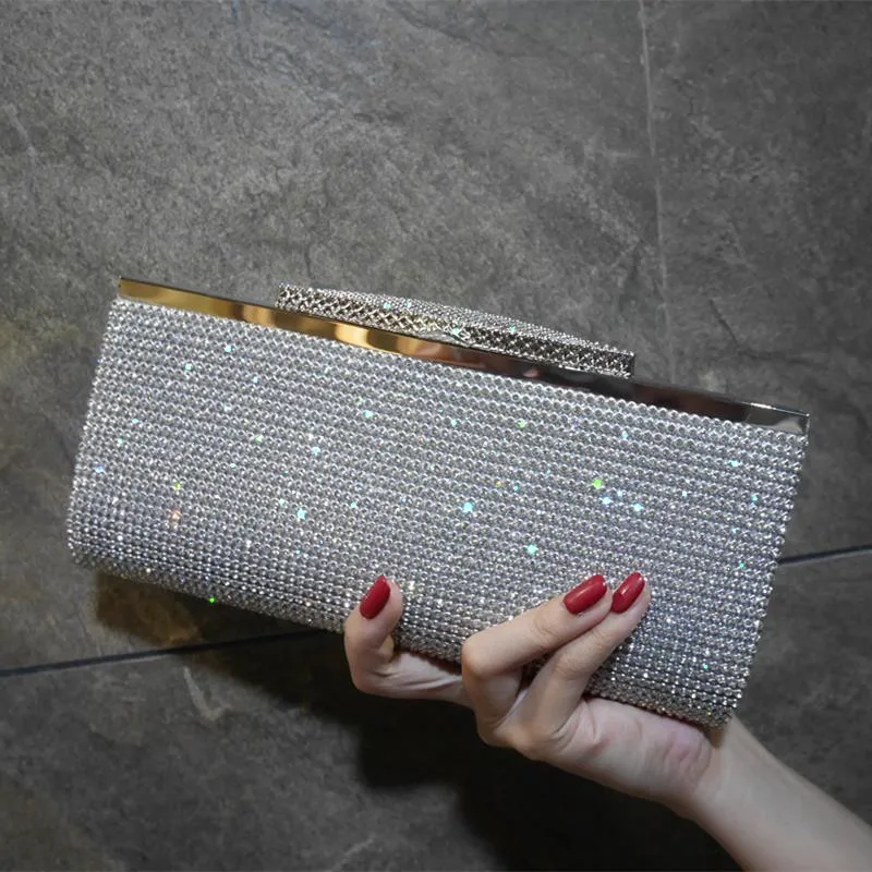 

Women Diamond Evening bags Designer Crystal Wedding Banquet Day bags Clutch Of Female Purse And Bag Ladies Silver Gold