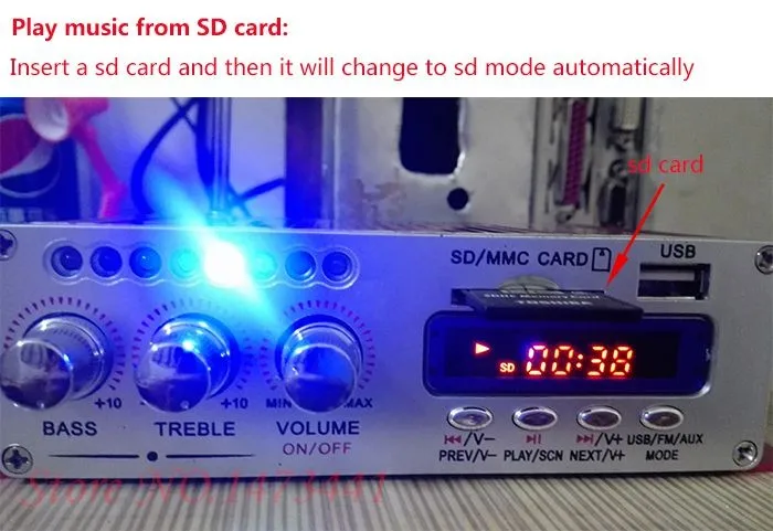 Wholesale DC 12V Mini Bluetooth Amplifiers Headphone Amp SD/USB Play FM Radio With Remote Control For Home/Car Dac plate amplifier