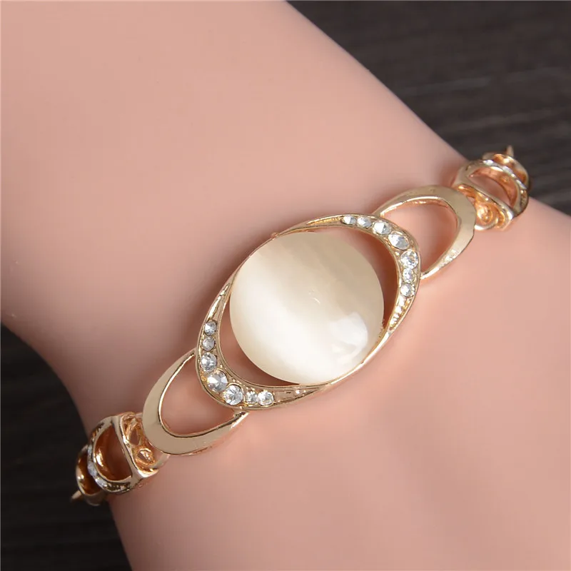 Braided Goldden Plated Chain Opal Bracelets Bangles With Stones font b Luxury b font font b
