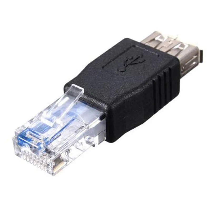 3PC USB A Female F to Ethernet RJ45 Male Router Adapter Plug Socket LAN Network A7