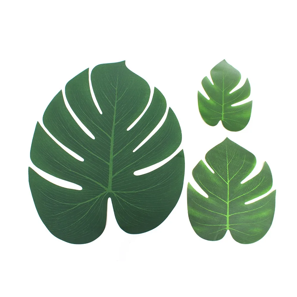 

12PCS Green Jungle Plants Artificial Leaf Tropical Palm Leaves Island Style Simulation Plant Wedding Party Table Home Decor