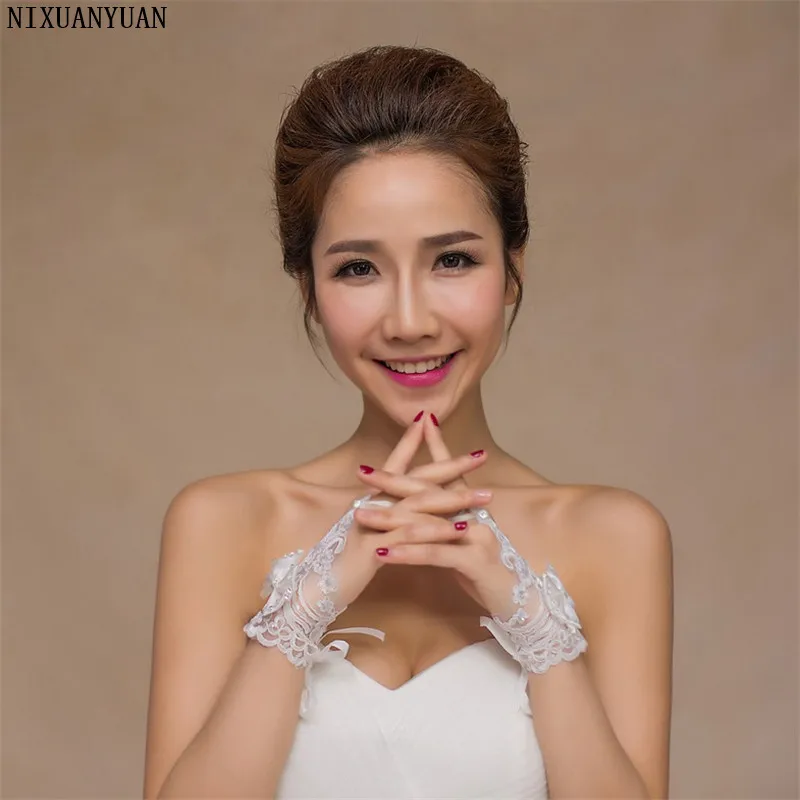 Maphia-Elegant-Ivory-And-White-Lace-Wedding-Gloves-Beaded-With-Be