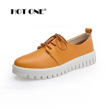 Women Flat Platform Shoes 2017 Brand New Woman Leather Lace Up Platform Shoes for Ladies Casual