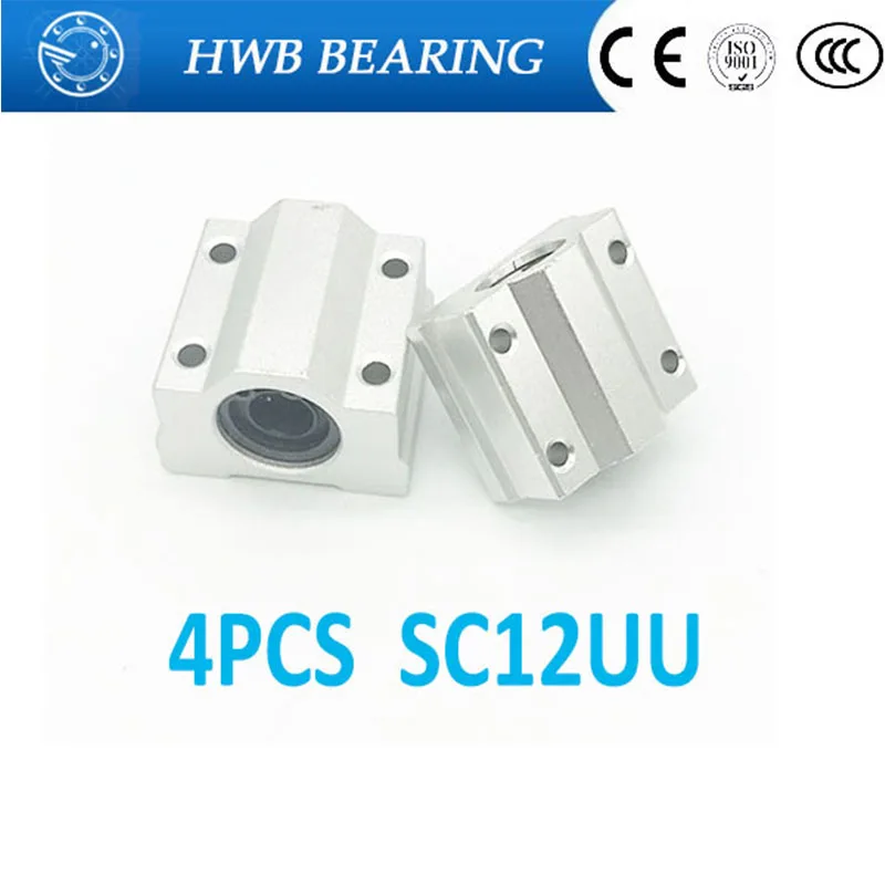 High quality 4 pcs SC12UU SCS12UU Linear motion ball bearings slide block bushing for 12mm linear