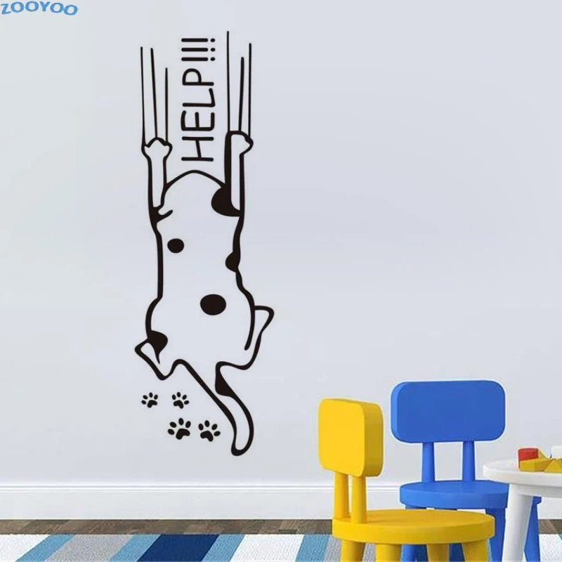 ZOOYOO Help Cat креативный настенный стикер DIY Забавные настенные наклейки с животными