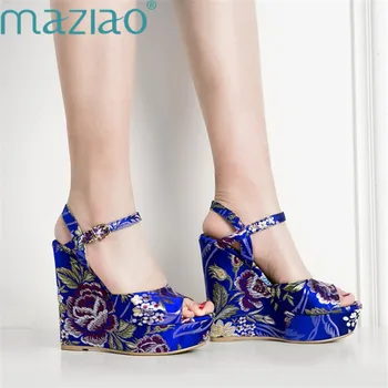 

Sandals Open Toe Buckle Shallow Mouth Fish Mouth Waterproof Platform Wedge Heel Rubber High Sandals Woman 2019 MAZIAO