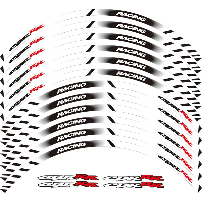 12 X Thick Edge Outer Rim Sticker Stripe Wheel Decals FIT all HONDA REPSOL HRC CBR250RR CBR400RR CBR600RR CBR1000RR - Цвет: A White