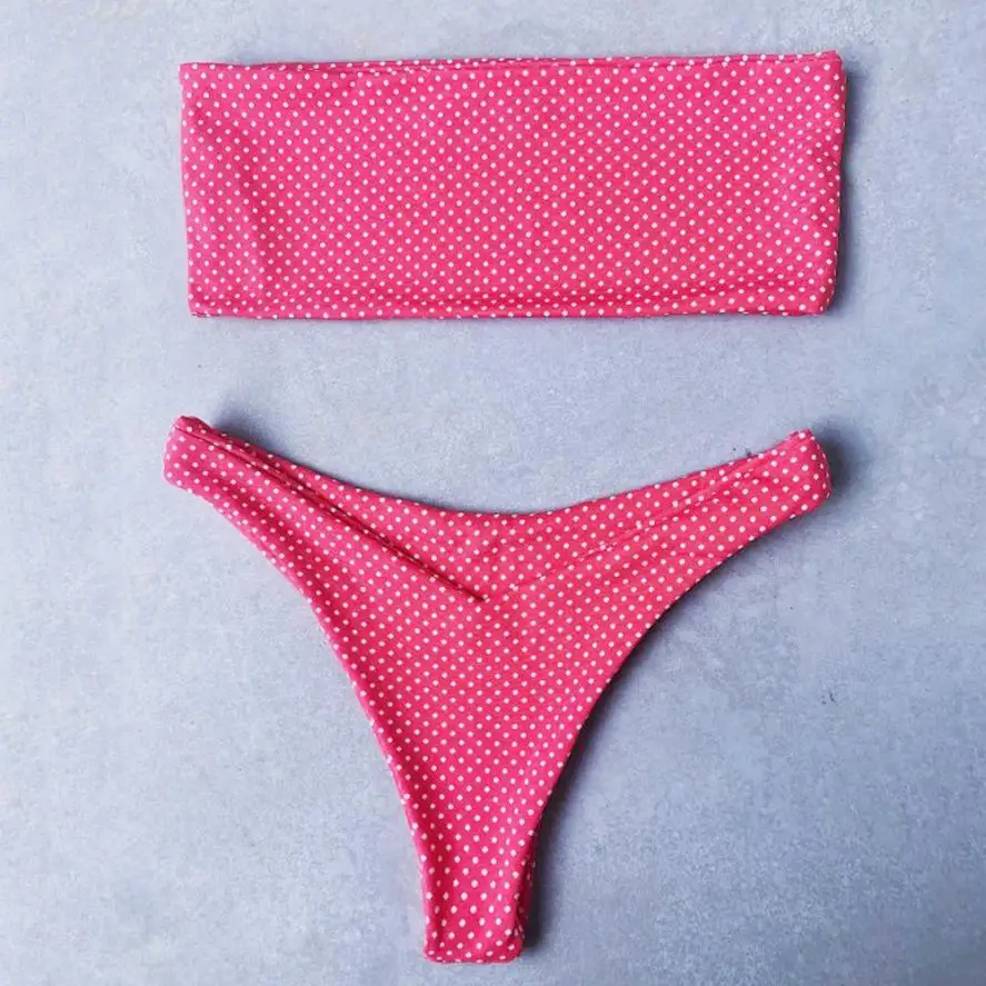 

Hot Women Sexy Bikini Set Push-Up Padded Bow Swimwear Wave Dot Printed Wrapped Chest Swimsuit Bathing Women's Swimsuits Biquini