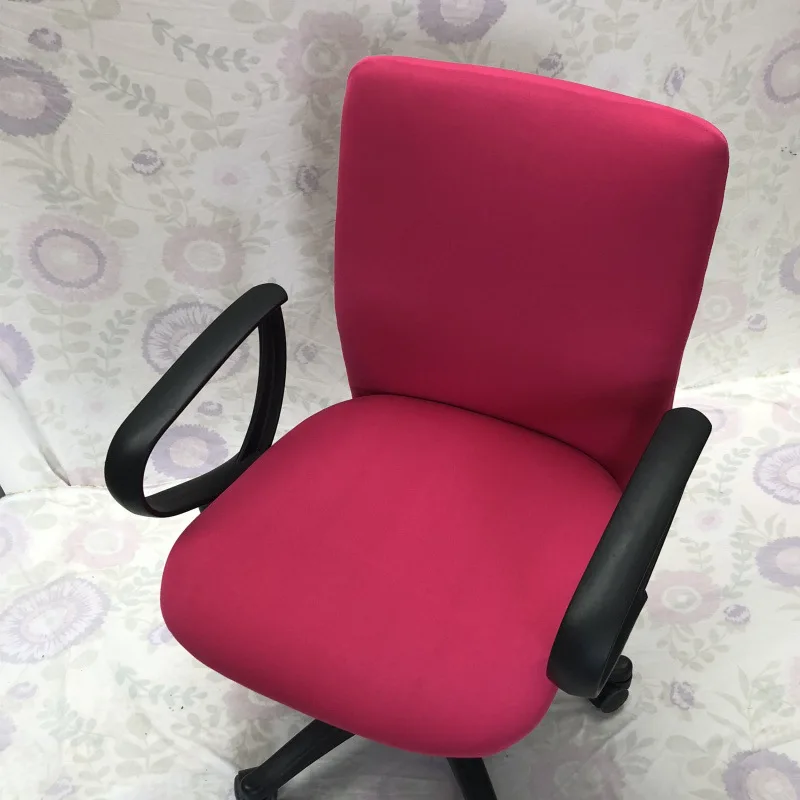 Спандекс офисные компьютерные эластичные чехлы на кресла с цветочным принтом съемный стул Чехлы эластичные Чехлы однотонные - Цвет: 6-Rose red
