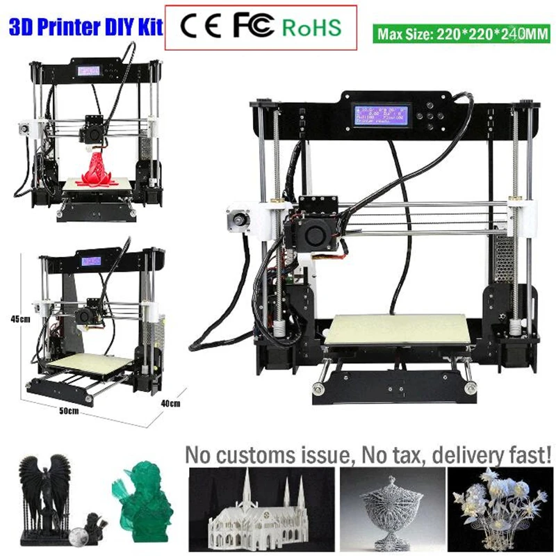 

zrprinting w5 3D Printer Kits Reprap i3 Kit DIY Kits 3D Printing Machine with Filament Resume Power Failure Printing