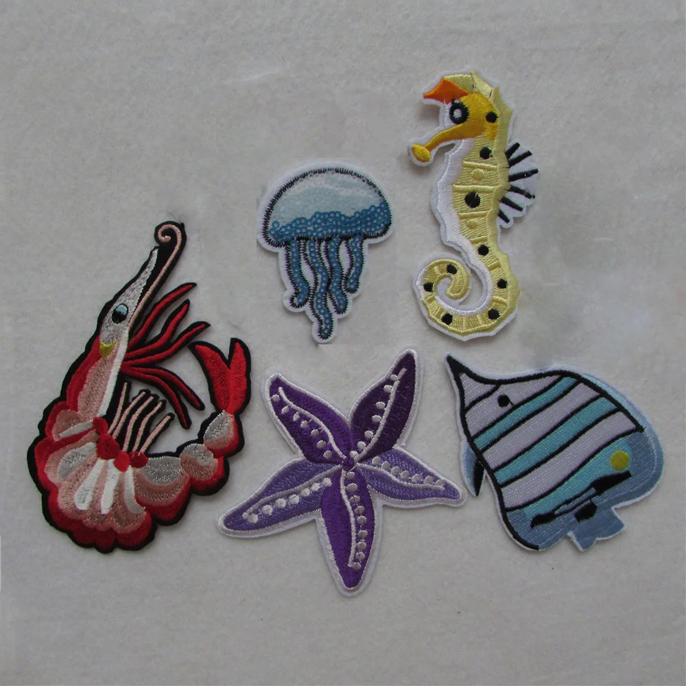 

new style aquatic animals new arrive Clothes Patch Iron On Embroidery Patches Hotfix Applique Motifs Sew On Garment Stickers New