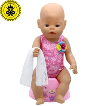 LIN KUN Baby Doll Clothes Cute Red Swimsuit Bikini Scarf Suit Fit 43cm Zapf Baby 16