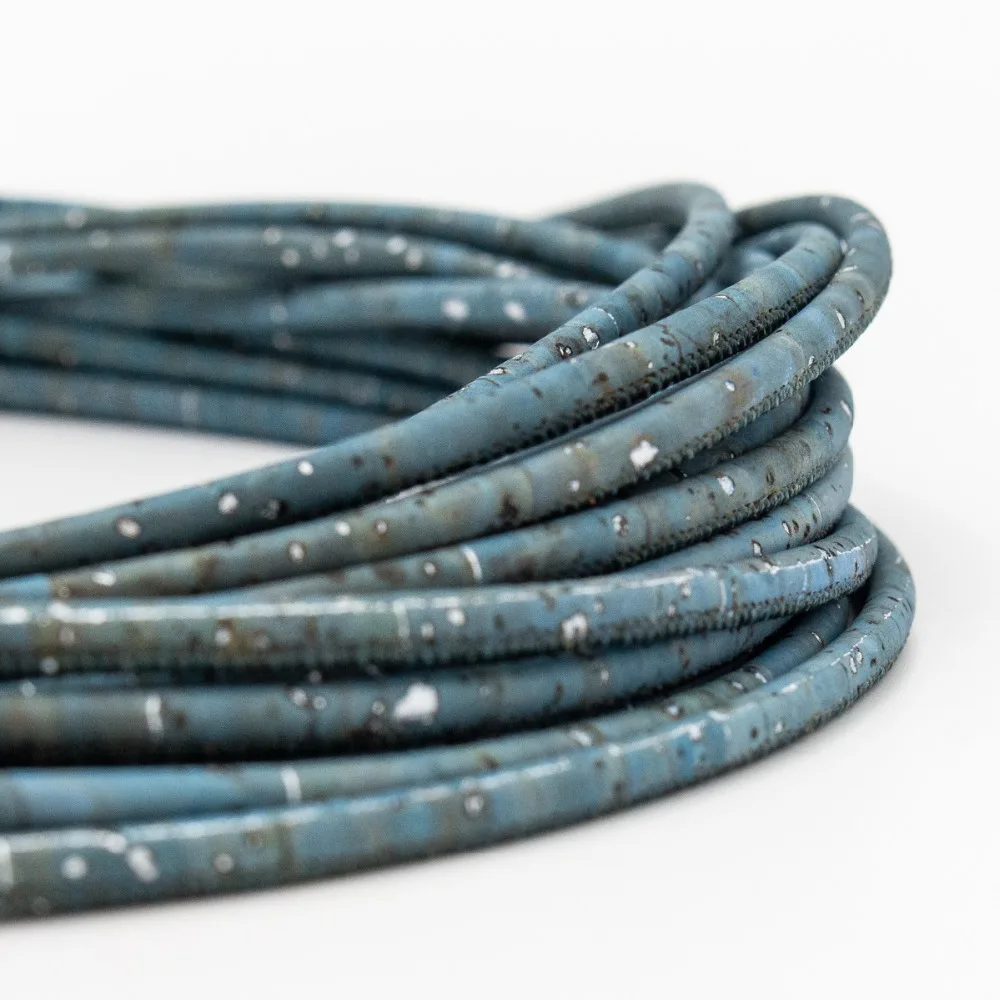 Натуральный пробковый шнур, 3 мм Бирюзовый Зеленый Серебряный зеленый круглый 3 мм, фурнитура для ювелирных изделий, экологически чистые материалы Cor-190