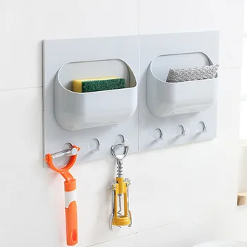 

Multi-function Kitchen No Trace Stickers Strong Paste Rack Kitchen Bathroom Innovative and waterproof Plastic Rack H0521