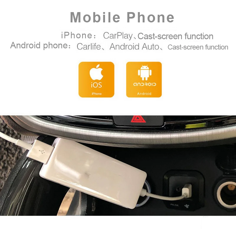 USB Hands-Free Touch Adapter Smart Car Link Siri Voice Control Android Module Message Function for Carplay Android Auto