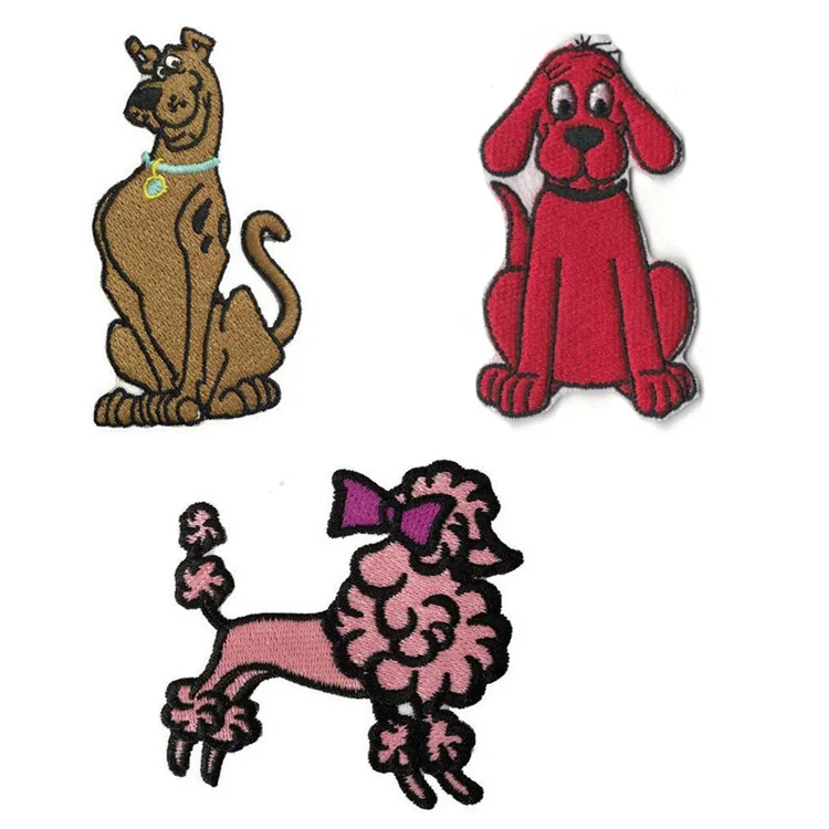 

1PCS Exquisite Cartoon Poodle hound Patches Iron On Appliques for Clothing Cartoon Badges Diy Loose coat Jeans T-shirt Patch