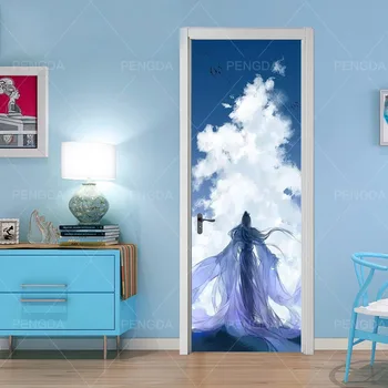 

Self Adhesive Bedroom Door Sticker Japanese Anime DIY Renovation Mural Waterproof Canvas Printing Picture New Home Decoration