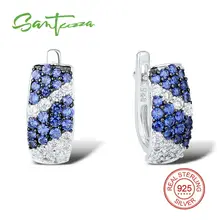 SANTUZZA серебряные серьги для женщин 925 пробы серебряные серьги-клипс Серебро 925 с камнями Кубический Цирконий brincos Ювелирные Изделия