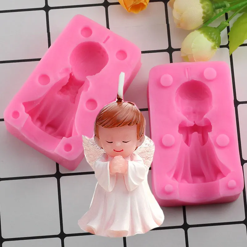 

Mujiang 3D Angel Boy Soap Silicone Mold Candle Fimo Clay Molds Fondant Cake Decorating Baking Tools Candy Chocolate Moulds