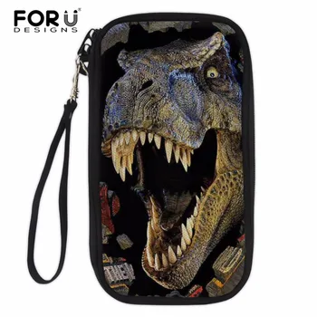

FORUDESIGNS Travel Passport Bag Credit ID Card Holders Cash Wallet Dinosaur Pattern Documents Case Zipper Organizer Passport Bag