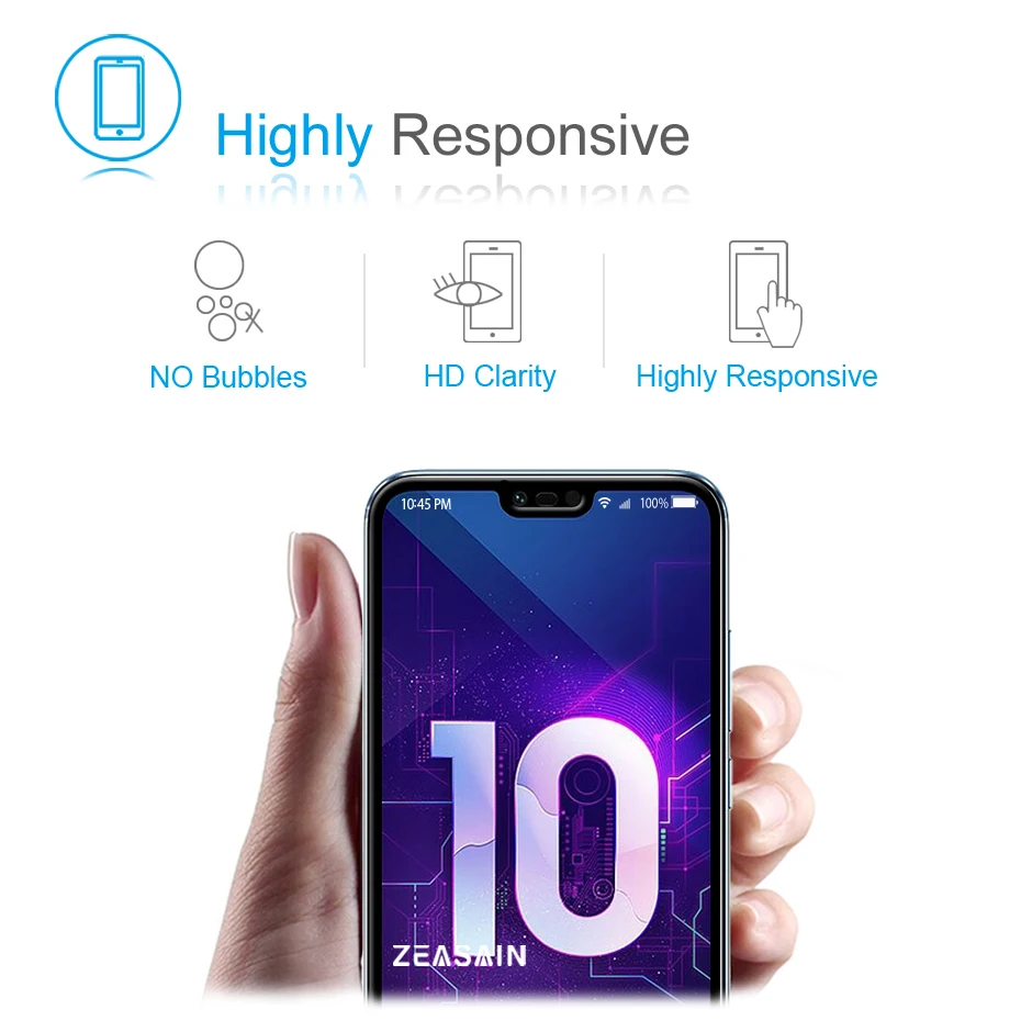 2 Pack Original ZEASAIN Screen Protector For Huawei Honor 10 Honor10 Full Cover Tempered Glass Real 9H Toughened Glass Film (4)