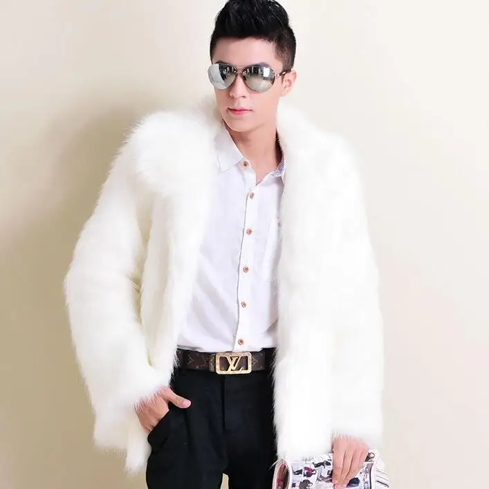 Winter Autumn Thicken Thermal Fox Marten Fur Leather Jackets Men Casual