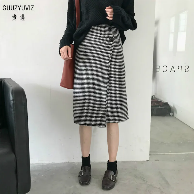 

GUUZYUVIZ Casual Long Skirt For Woman High Waist Fladas Mujer Moda 2019 Skirts Womens Vintage Black Khaki Jupe Femme Warp Skirt